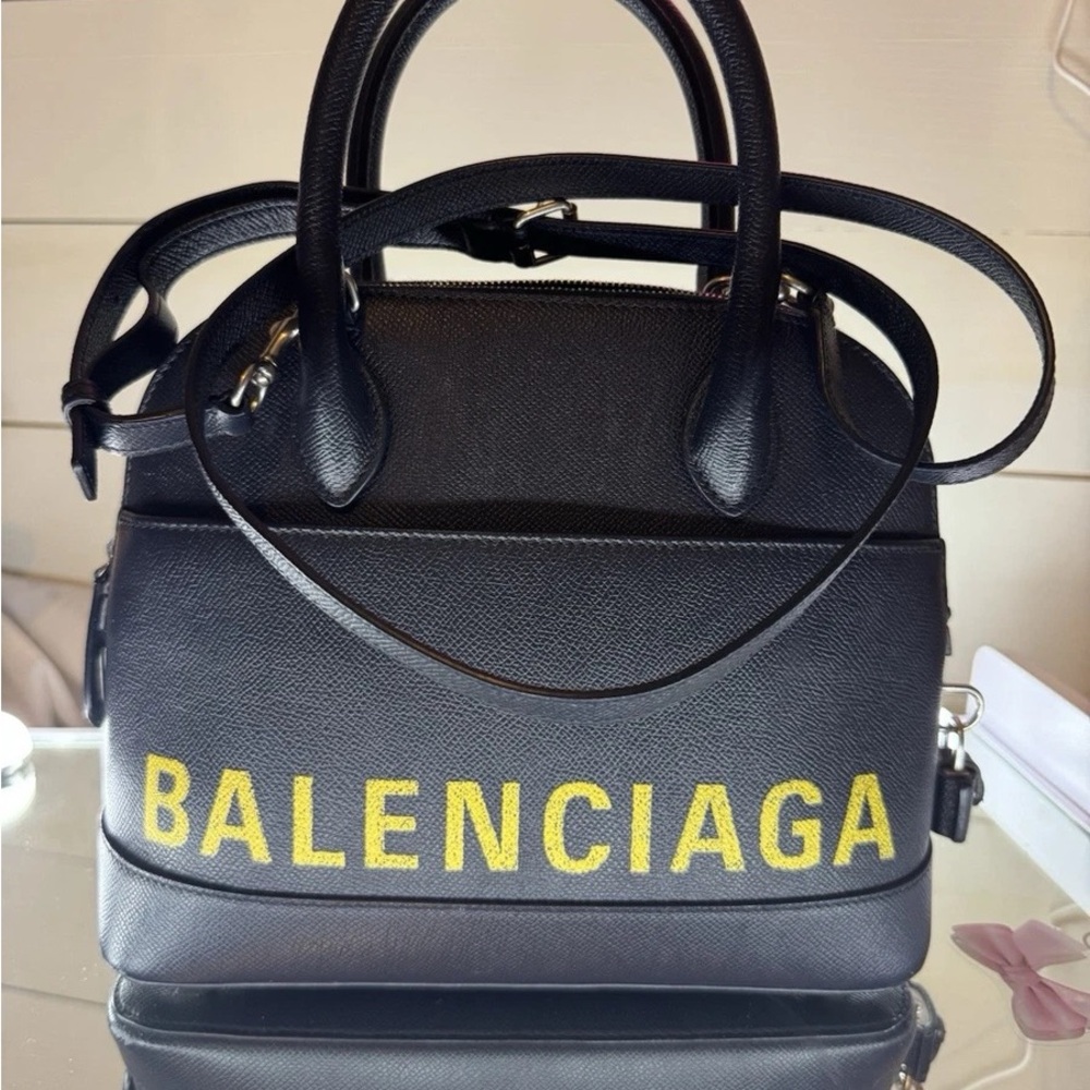 Balenciaga Ville Top Handle Bag Navy Blue/Yellow